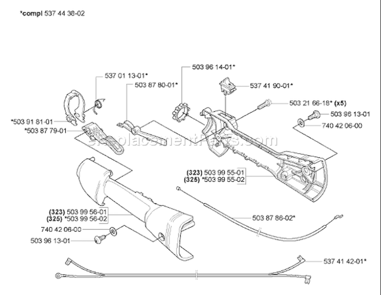 Page O Diagram and Parts List for 325 HDA 55x 2005-10 Husqvarna Hedge Trimmer