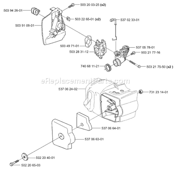Page B Diagram and Parts List for 325 HS 75 2000-10 Husqvarna Hedge Trimmer