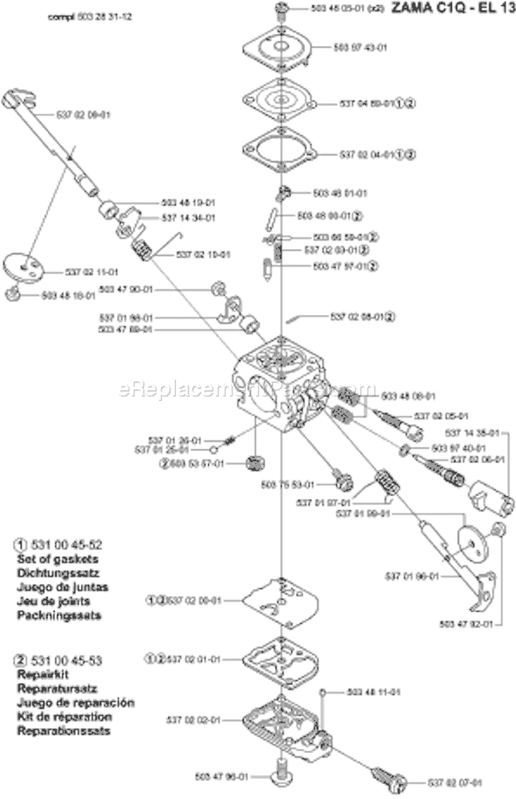 Page D Diagram and Parts List for 325 HS 75 2000-10 Husqvarna Hedge Trimmer