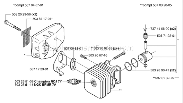 Page L Diagram and Parts List for 325 HS 99 X-Series 2003-01 Husqvarna Hedge Trimmer