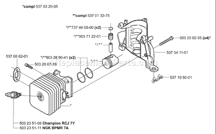 Page L Diagram and Parts List for 325 HS 75 X 2000-10 Husqvarna Hedge Trimmer