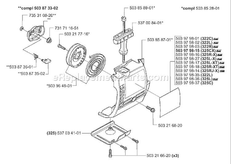 Page N Diagram and Parts List for 325LXT 325 LXT 2000-01 Husqvarna Trimmer