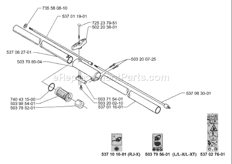 Page L Diagram and Parts List for 325LXT 325 LXT 2000-04 Husqvarna Trimmer