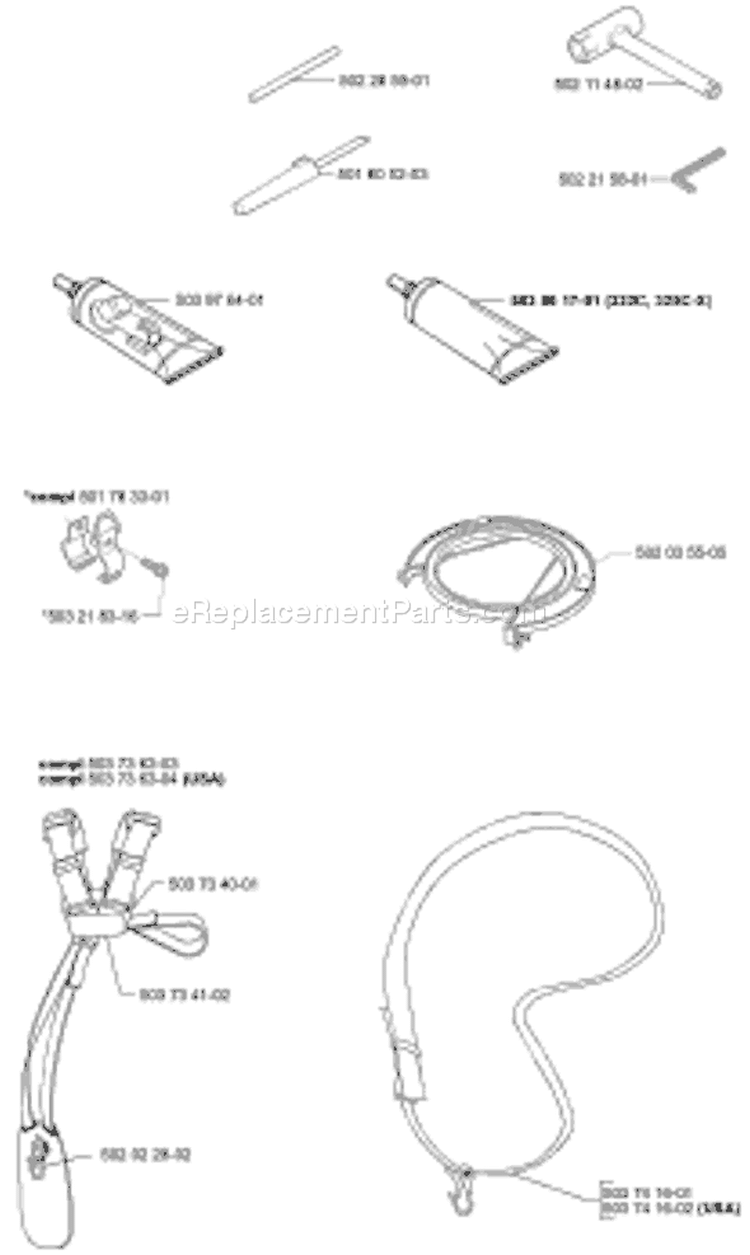 Page B Diagram and Parts List for 325LXT 325 LXT 2000-04 Husqvarna Trimmer