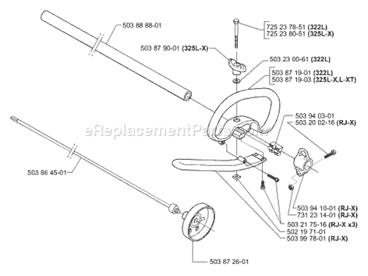 Page L Diagram and Parts List for 322L 322 L 2000-04 Husqvarna Trimmer