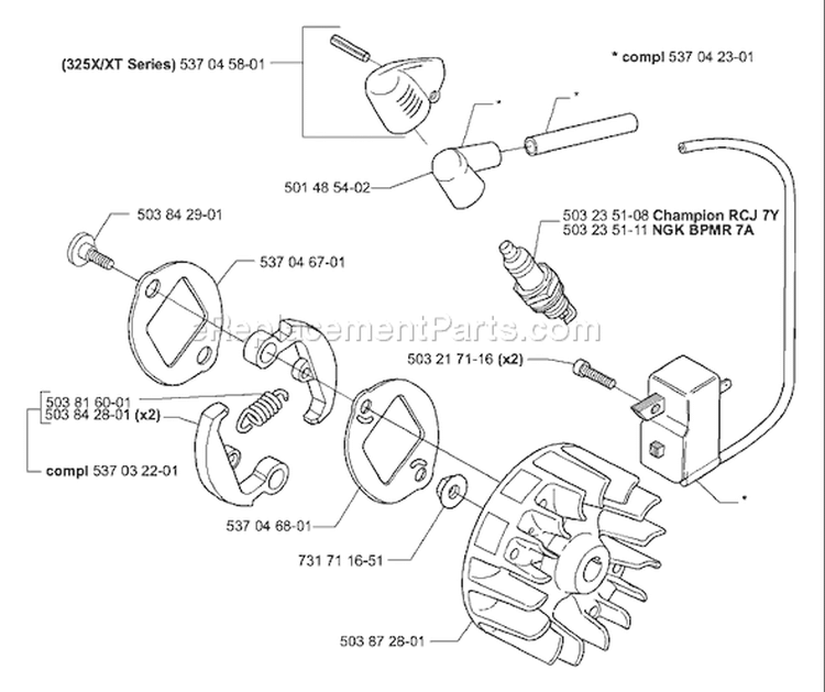 Page J Diagram and Parts List for 325LX 325 LX 2000-10 Husqvarna Trimmer