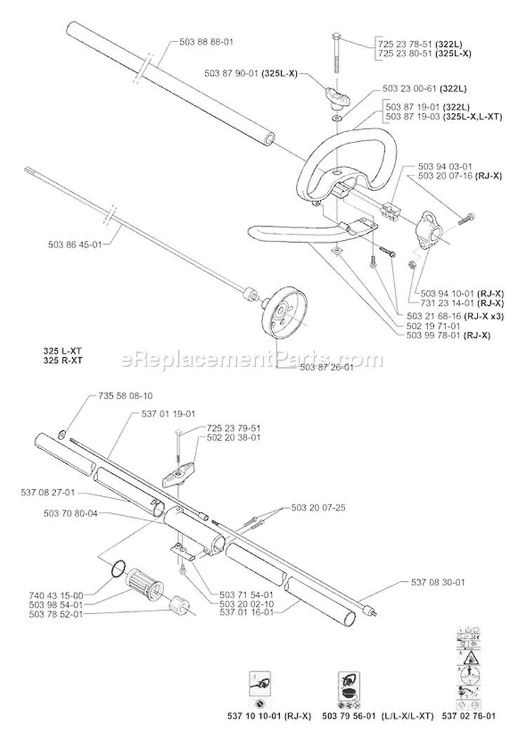 Page K Diagram and Parts List for 325LX 325 LX 2000-10 Husqvarna Trimmer