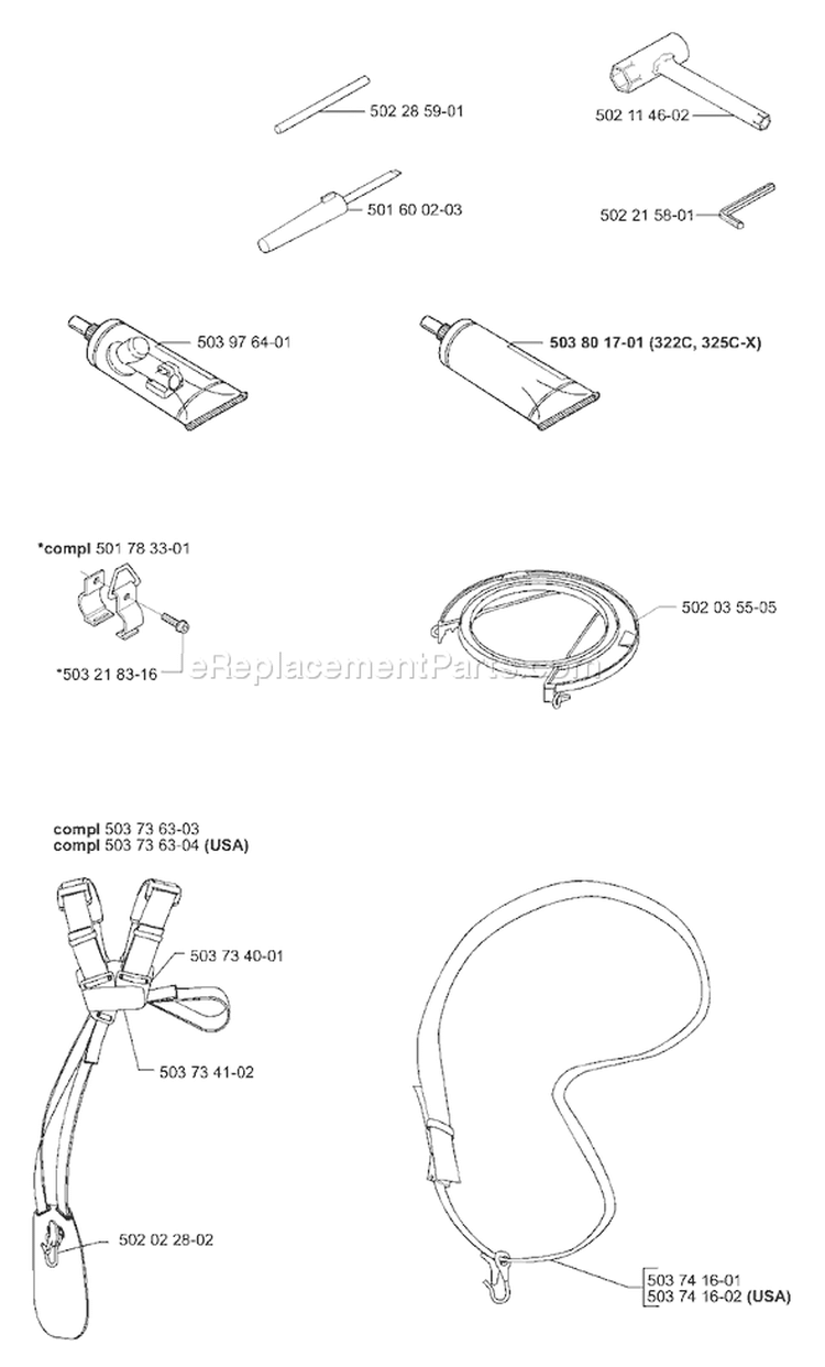 Page B Diagram and Parts List for 325LX 325 LX 2000-10 Husqvarna Trimmer