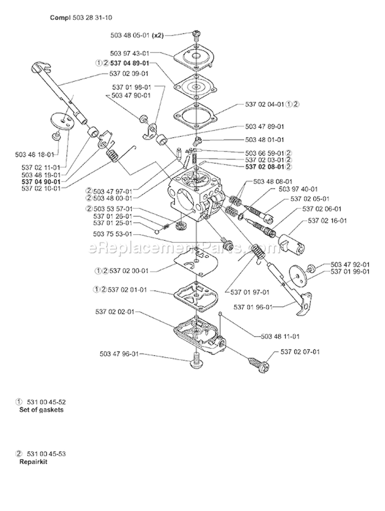 Page E Diagram and Parts List for 325LX 325 LX 2000-10 Husqvarna Trimmer