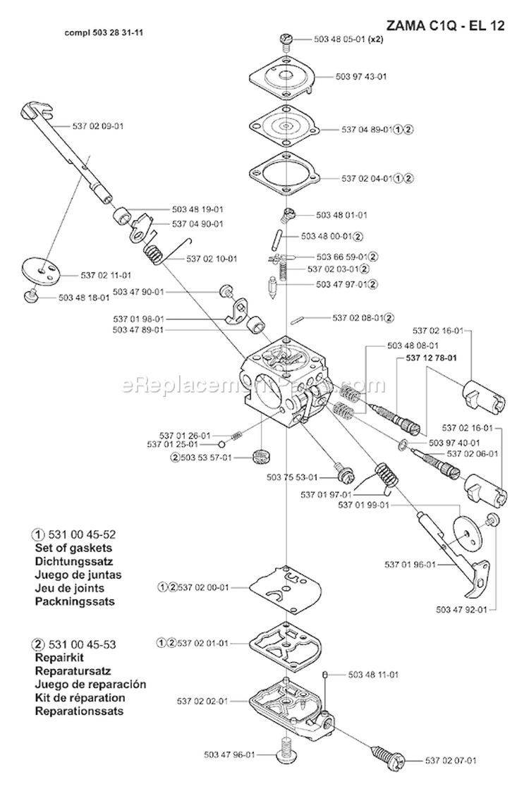 Page D Diagram and Parts List for 325LX 325 LX 2001-01 Husqvarna Trimmer