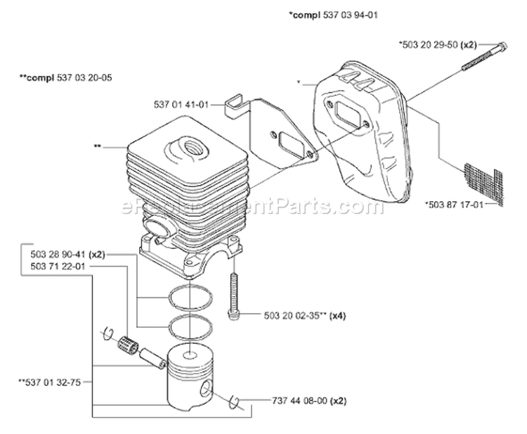 Page K Diagram and Parts List for 325 P4 X-Series 2001-02 Husqvarna Pole Saw