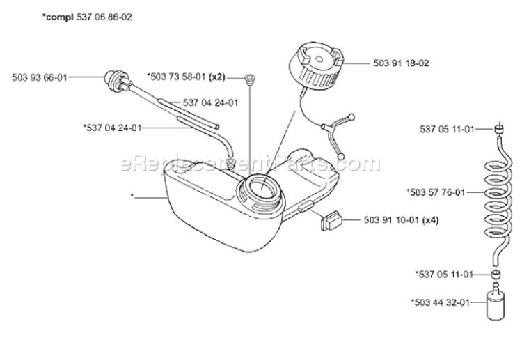 Page H Diagram and Parts List for 325 P4 X-Series 2001-02 Husqvarna Pole Saw