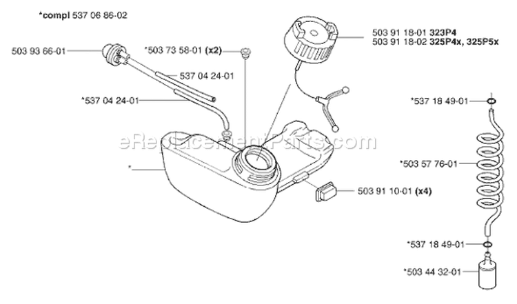 Page H Diagram and Parts List for 323P4 323 P4 2002-05 Husqvarna Pole Saw