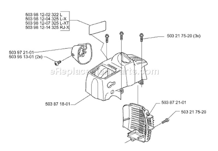 Page K Diagram and Parts List for 322L 322 L 2000-01 Husqvarna Trimmer