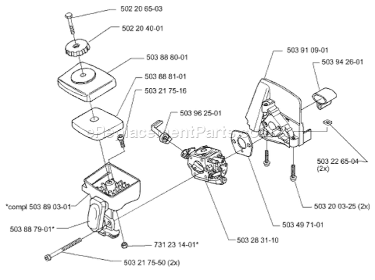 Page D Diagram and Parts List for 322L 322 L 2000-01 Husqvarna Trimmer
