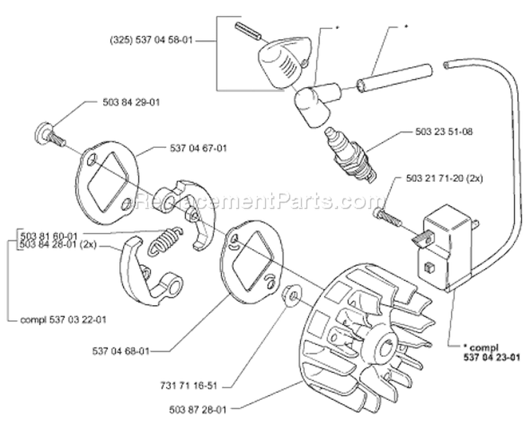 Page E Diagram and Parts List for 322L 322 L 2000-01 Husqvarna Trimmer