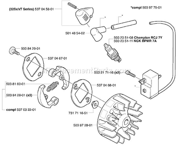 Page J Diagram and Parts List for 325RDX 325 RDX 2002-01 Husqvarna Trimmer