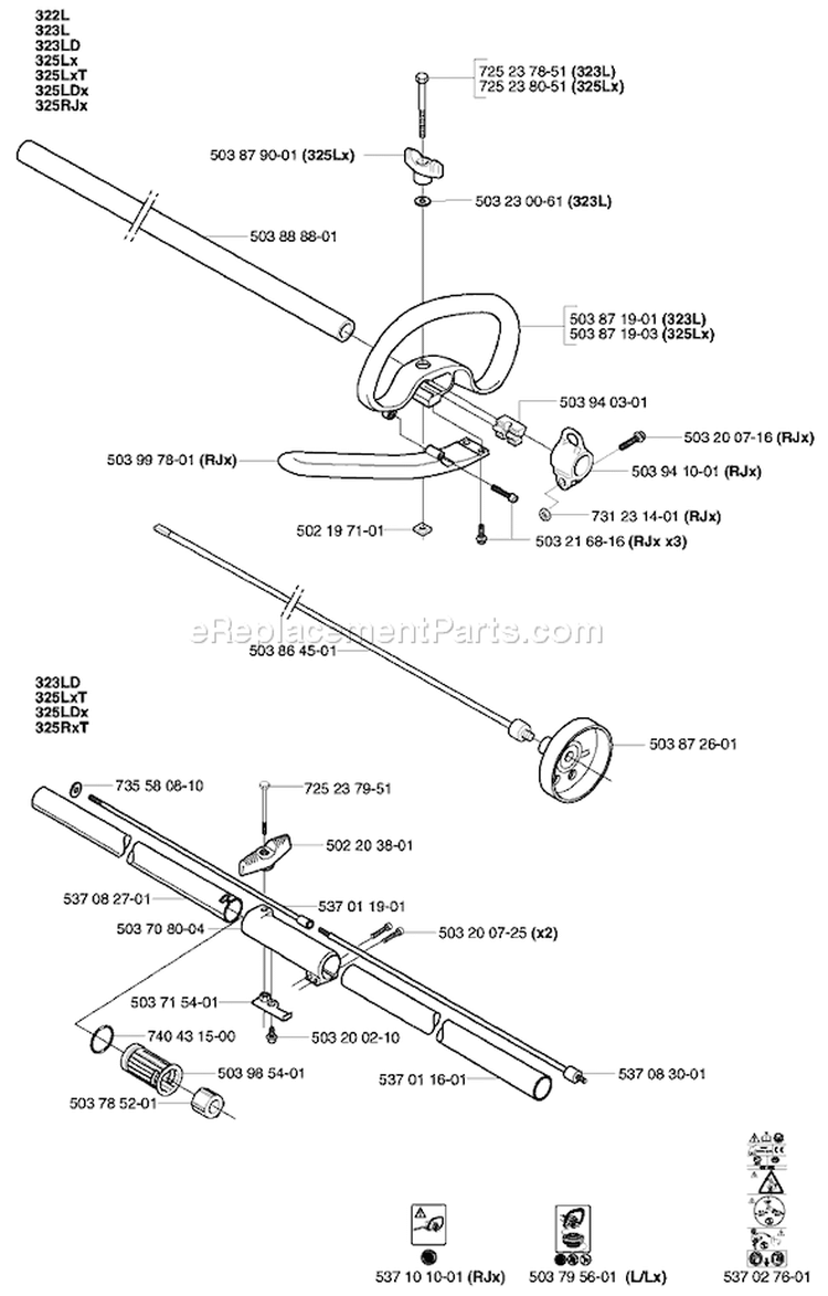 Page L Diagram and Parts List for 325RDX 325 RDX 2002-01 Husqvarna Trimmer