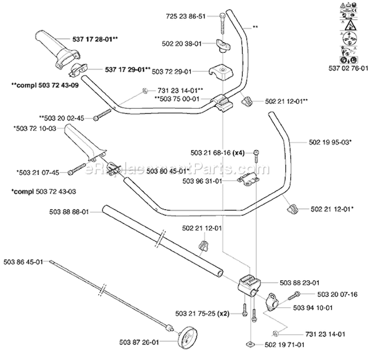 Page M Diagram and Parts List for 325RDX 325 RDX 2002-01 Husqvarna Trimmer