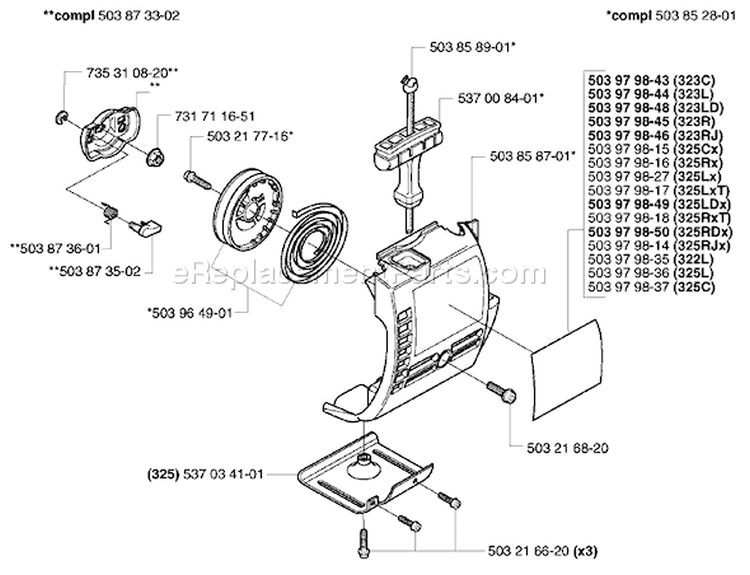Page N Diagram and Parts List for 325RDX 325 RDX 2002-01 Husqvarna Trimmer