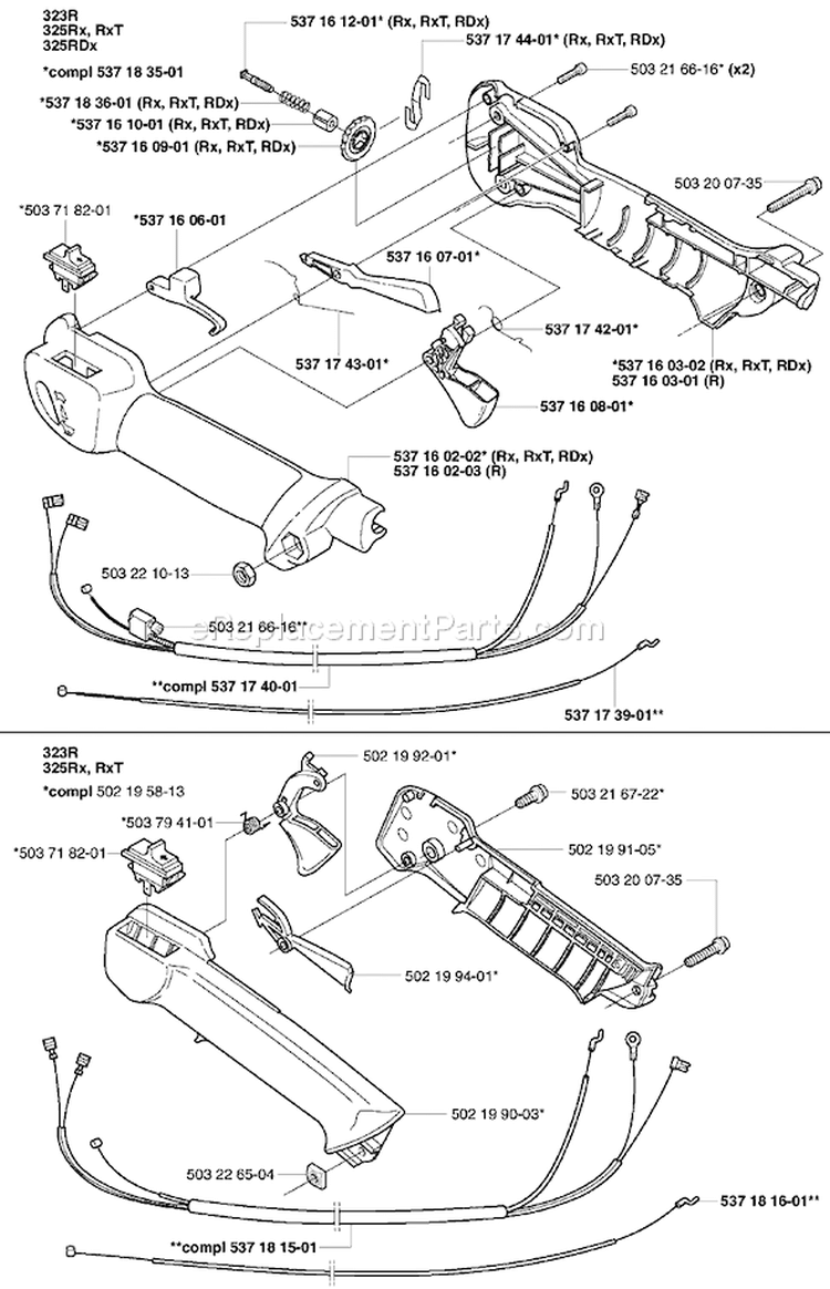 Page P Diagram and Parts List for 325RDX 325 RDX 2002-01 Husqvarna Trimmer