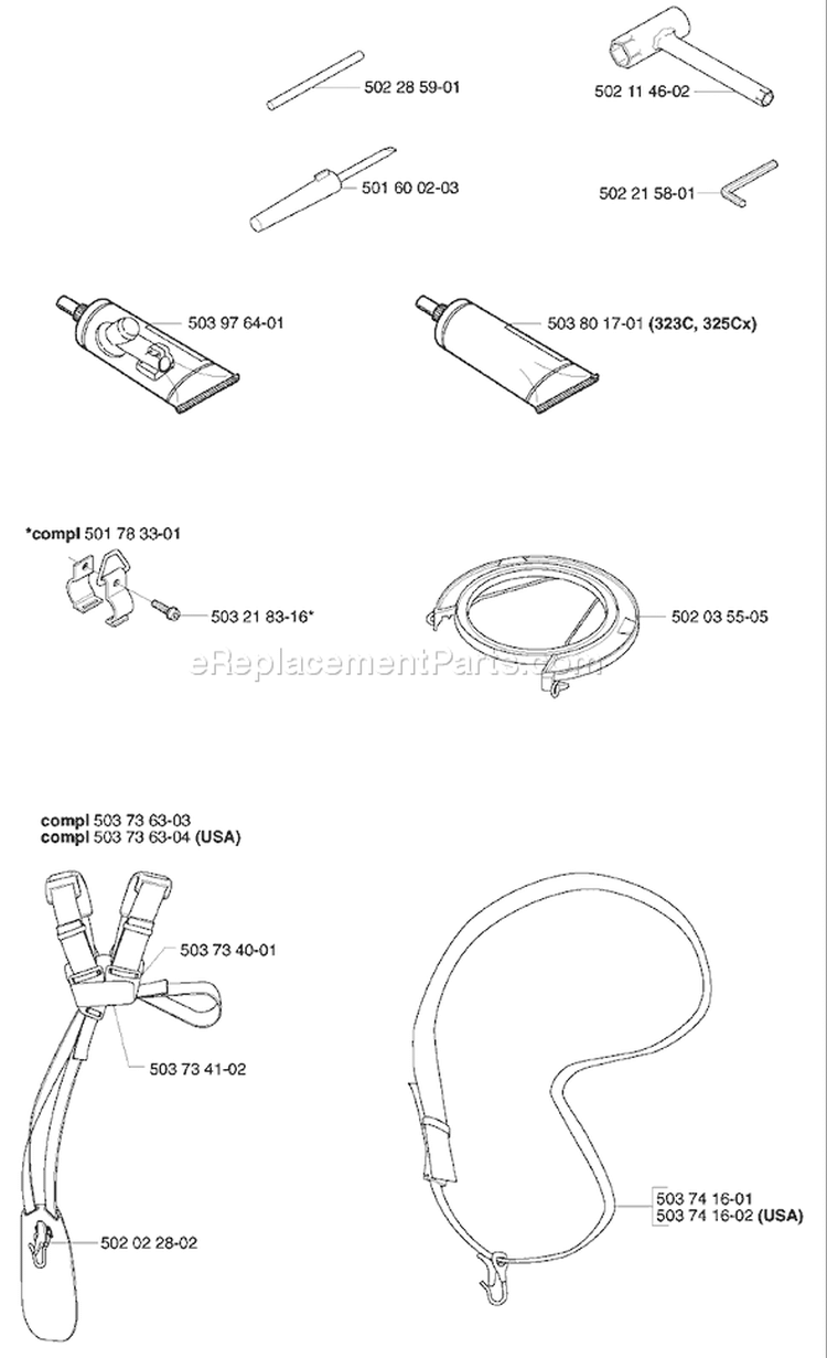 Page B Diagram and Parts List for 325RDX 325 RDX 2002-01 Husqvarna Trimmer