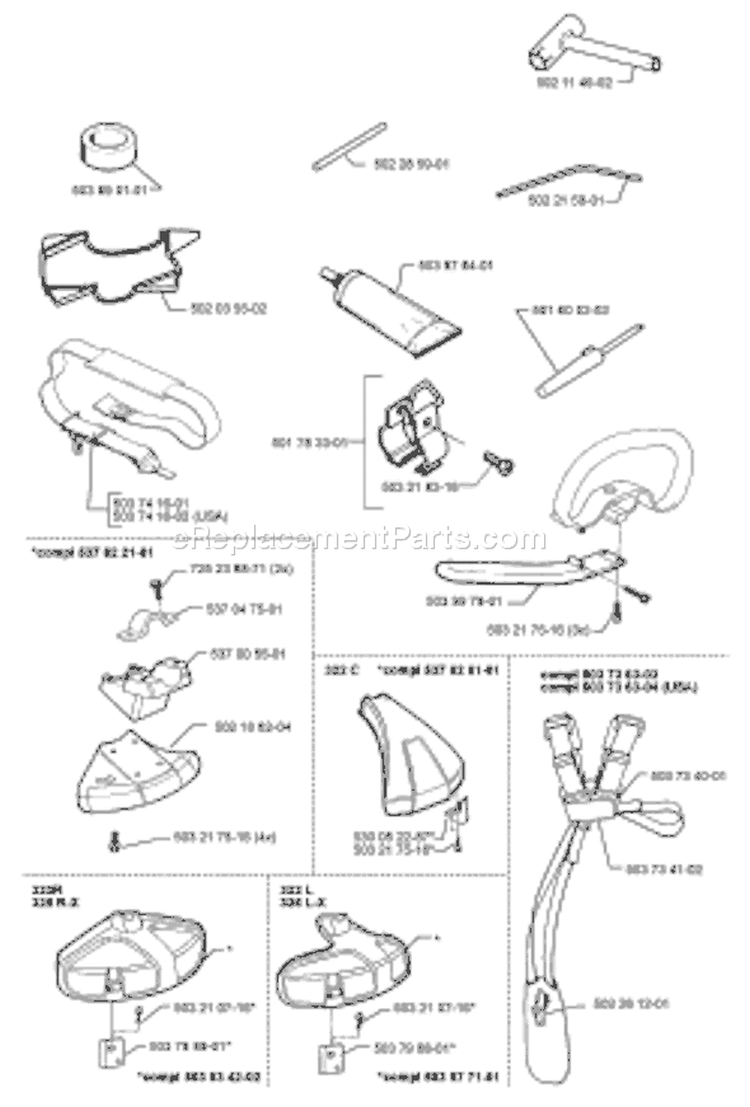 Page A Diagram and Parts List for 322C 322 C 1999-03 Husqvarna Trimmer