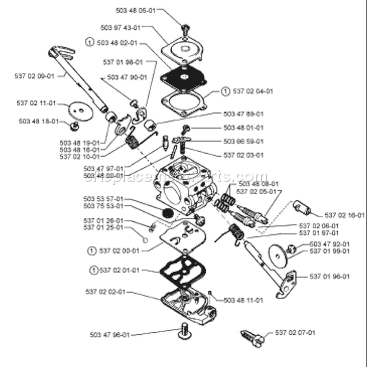 Page B Diagram and Parts List for 322C 322 C 1999-03 Husqvarna Trimmer