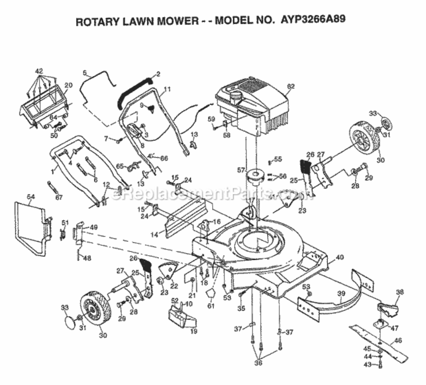 Page F Diagram and Parts List for 3266A89 1998 Husqvarna Lawn Mower