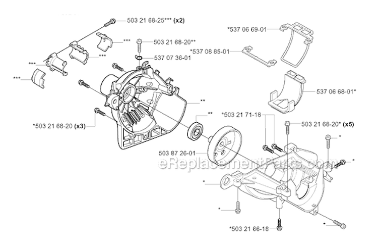 Crankcase Diagram and Parts List for 326RJX 2004-03 Husqvarna Brush Cutter