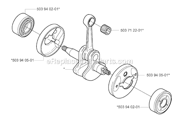 Crankshaft Diagram and Parts List for 326RJX 2004-03 Husqvarna Brush Cutter