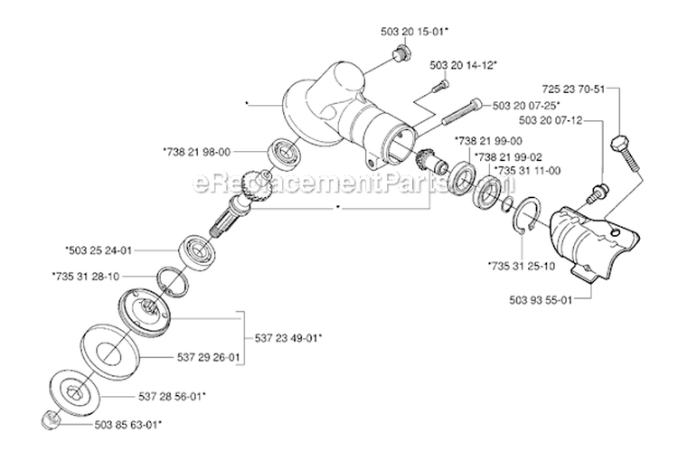 Bevel Gear Diagram and Parts List for 326RJX 2006-04 Husqvarna Brush Cutter