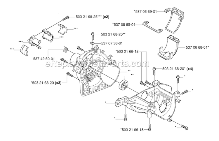 Crankcase Diagram and Parts List for 326RJX 2006-04 Husqvarna Brush Cutter