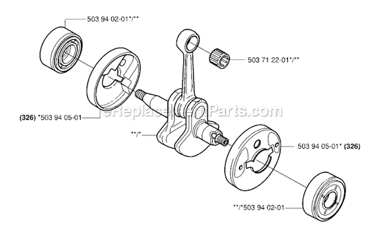 Crankshaft Diagram and Parts List for 326RJX 2006-04 Husqvarna Brush Cutter