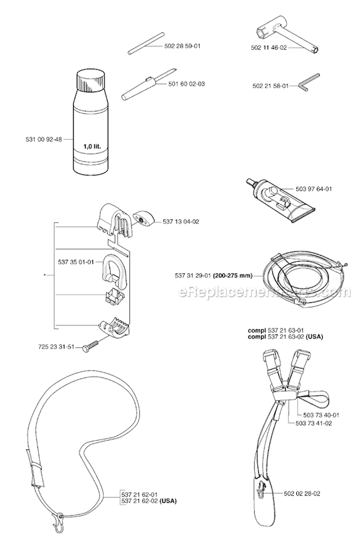 Accessories 1 Diagram and Parts List for 326RJX 2007-01 Husqvarna Brush Cutter