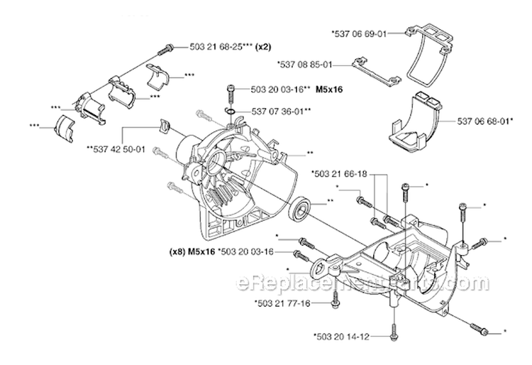 Crankcase Diagram and Parts List for 326RJX 2007-01 Husqvarna Brush Cutter