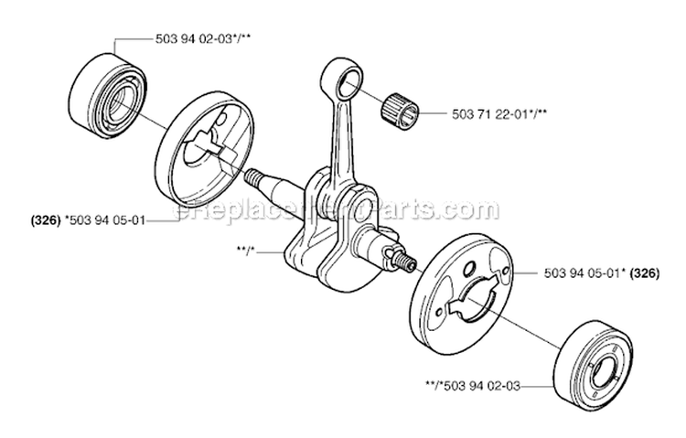 Crankshaft Diagram and Parts List for 326RJX 2007-01 Husqvarna Brush Cutter