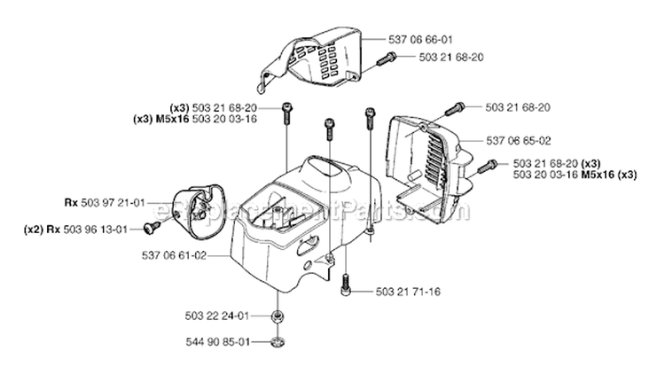 Cylinder Cover Diagram and Parts List for 326RJX 2007-01 Husqvarna Brush Cutter