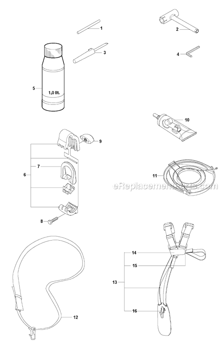 Accessories 1 Diagram and Parts List for 326RJX 2009-05 Husqvarna Brush Cutter