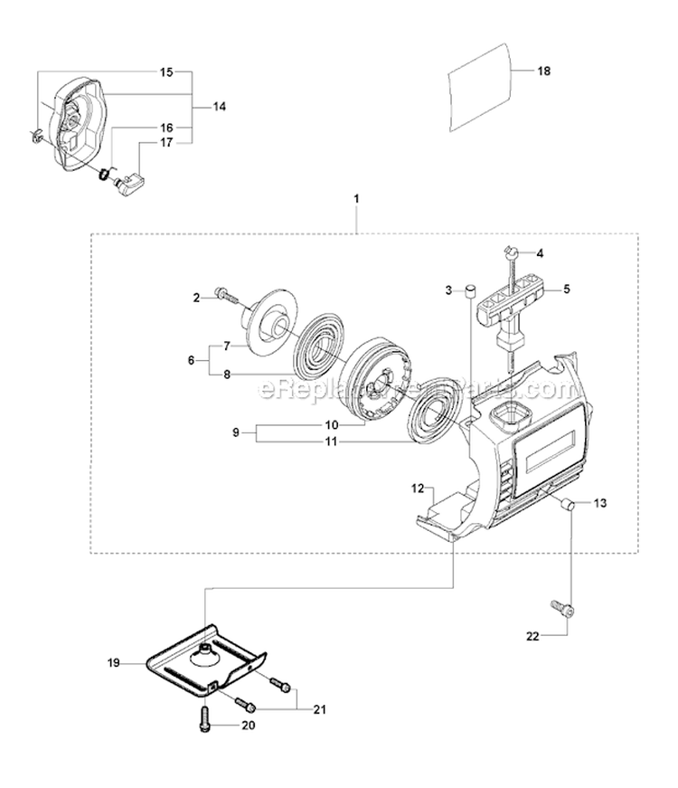 Starter 1 Diagram and Parts List for 326RJX 2009-05 Husqvarna Brush Cutter