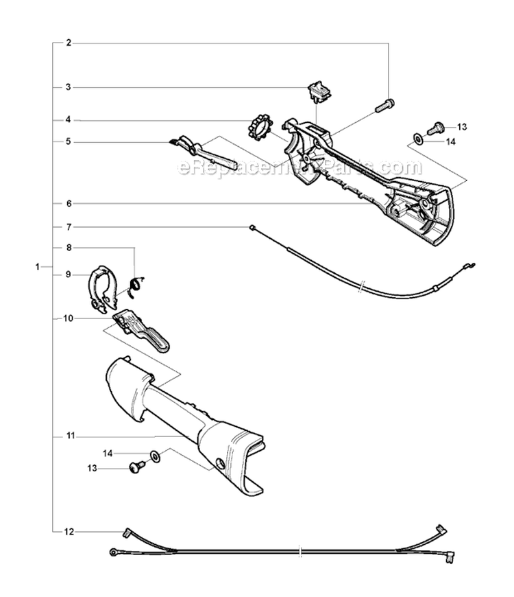 Throttle Controls Diagram and Parts List for 326RJX 2009-05 Husqvarna Brush Cutter