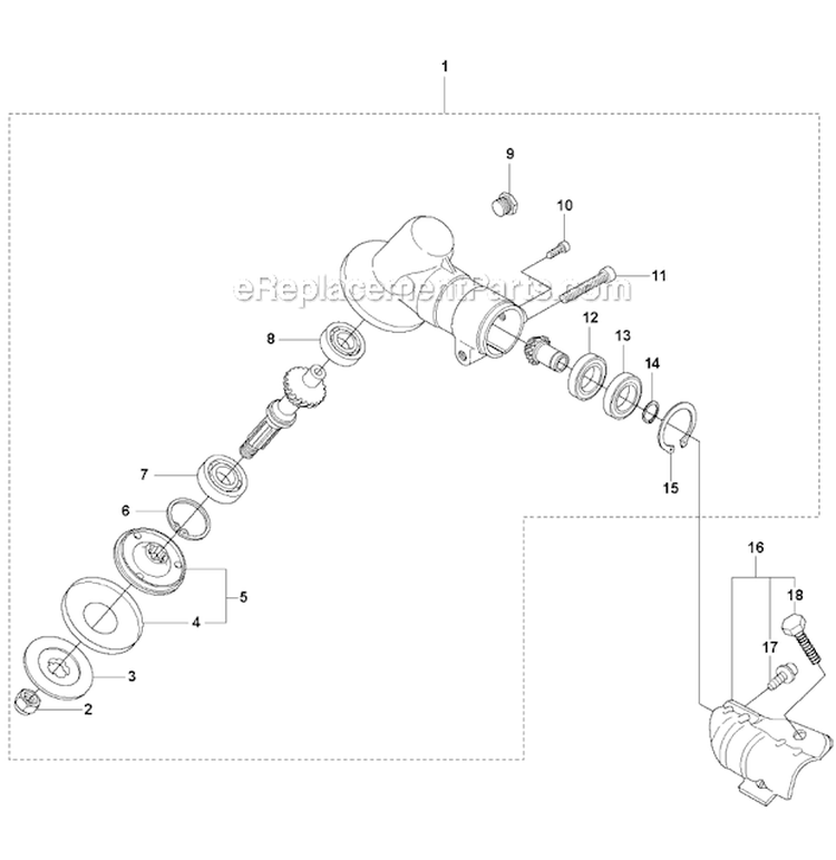 Bevel Gear Diagram and Parts List for 326RJX 2009-05 Husqvarna Brush Cutter