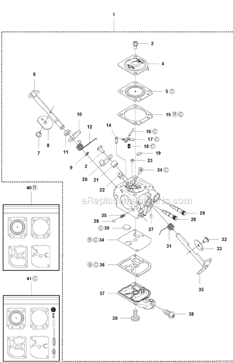 Carburetor Diagram and Parts List for 326RJX 2009-05 Husqvarna Brush Cutter