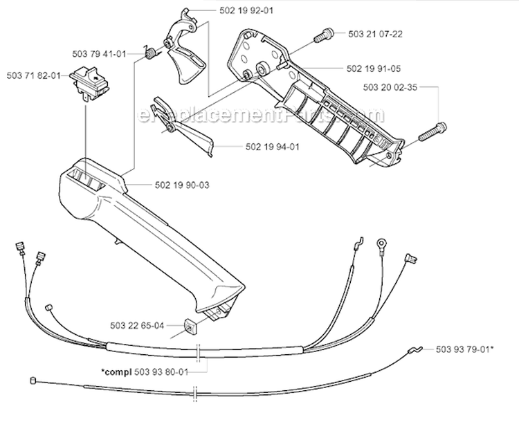 Throttle Contorls Diagram and Parts List for 326RX 2001-03 Husqvarna Brush Cutter