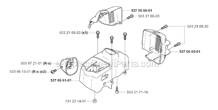Cover Diagram and Parts List for 326RX 2001-03 Husqvarna Brush Cutter