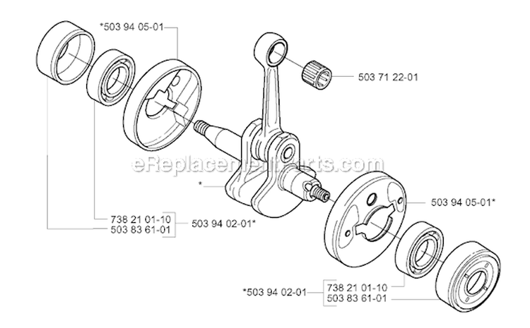 Crankshaft Diagram and Parts List for 326RX 2001-03 Husqvarna Brush Cutter