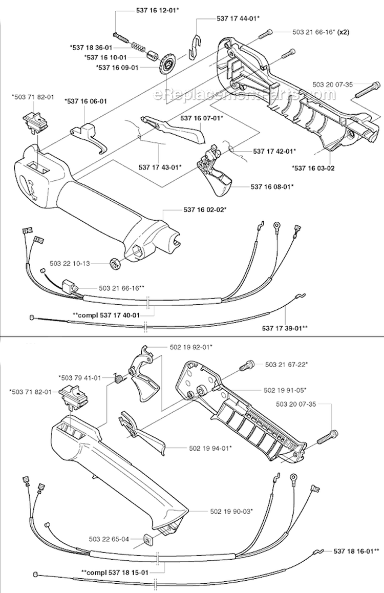Throttle Contorls Diagram and Parts List for 326RX 2002-02 Husqvarna Brush Cutter