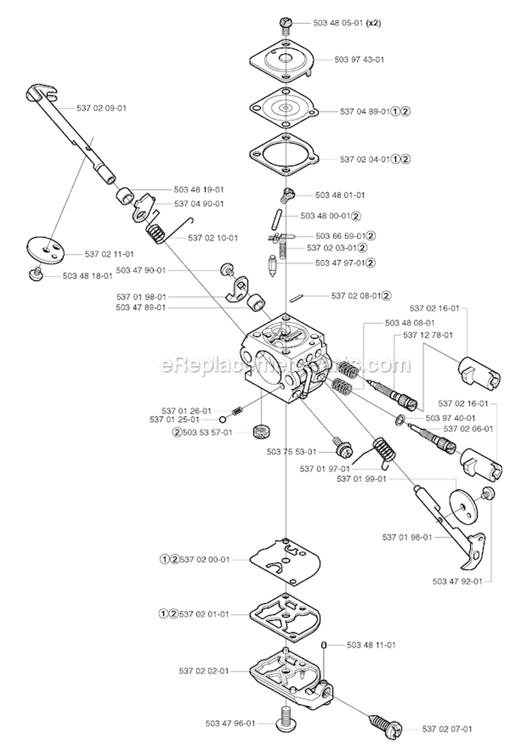 Carburetor Details Diagram and Parts List for 326RX 2002-02 Husqvarna Brush Cutter