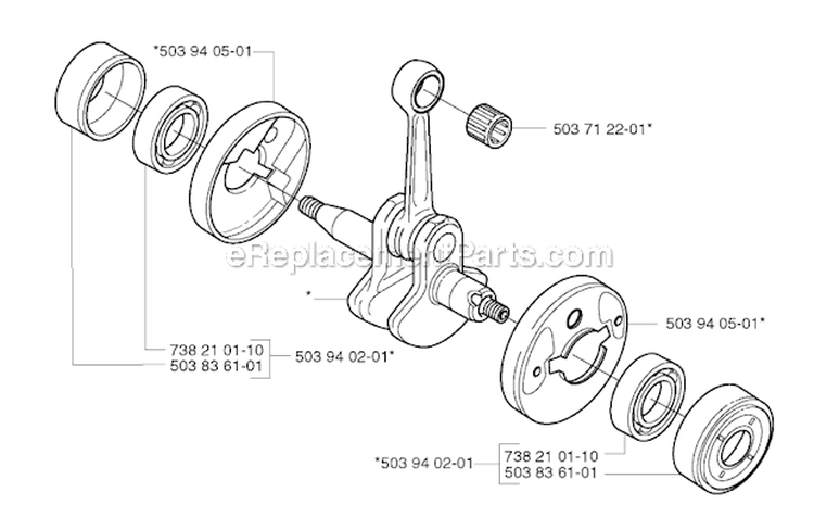 Crankshaft Diagram and Parts List for 326RX 2002-08 Husqvarna Brush Cutter