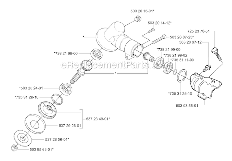 Bevel Gear Diagram and Parts List for 326RX 2004-03 Husqvarna Brush Cutter